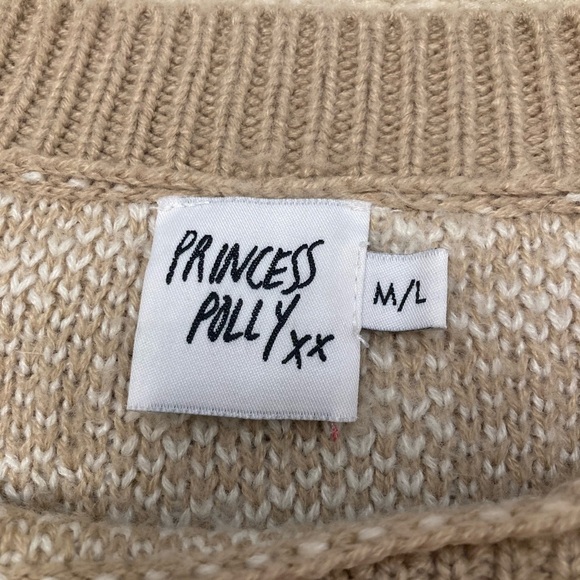 Princess Polly Sachi Houndstooth Sweater, Tan & Cream, Beige, Women’s M / L - Picture 2 of 8